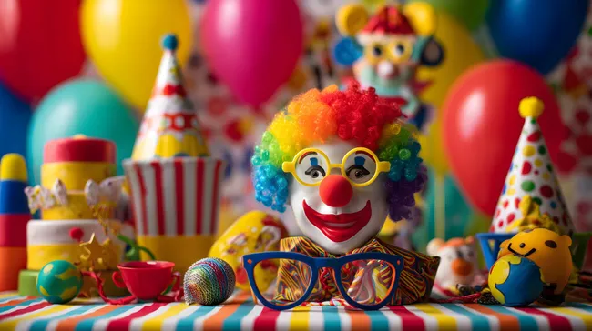 Bunte Accessoires und Spielzeuge für Partys und Feiern