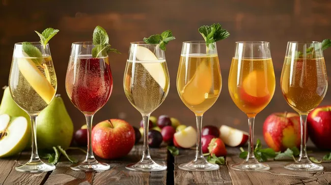 Bunte Apfel- und Birnenkaltschale in Weingläsern