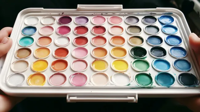 Bunte Aquarellfarben in Palettenform