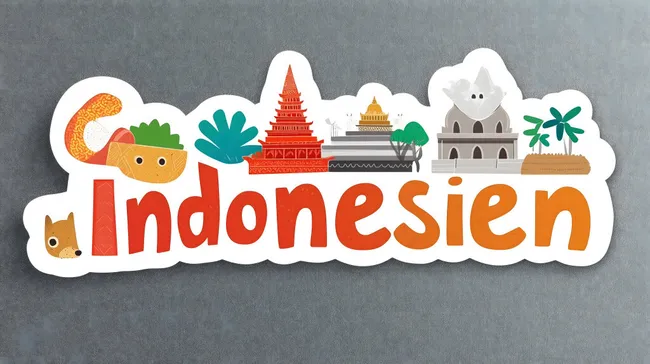 Bunte Architekturillustration von Indonesien