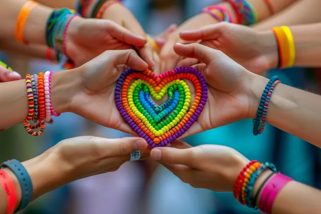 Bunte Armreife in Herzform