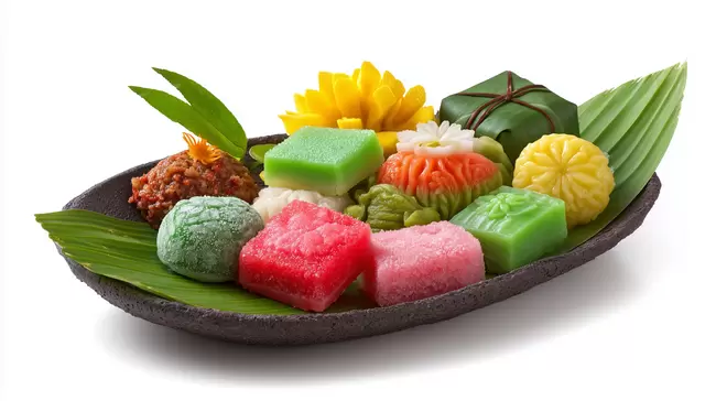 Bunte asiatische Süßigkeiten und Dekoration