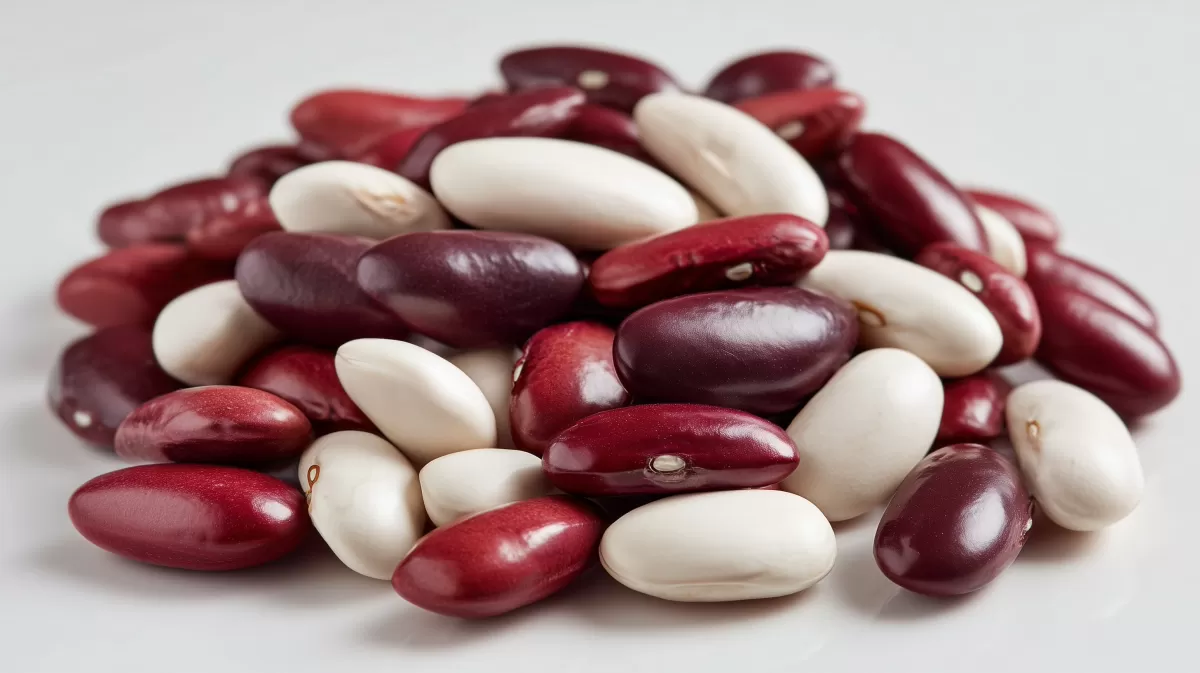 Bunte Auswahl an roten und weißen Bohnen