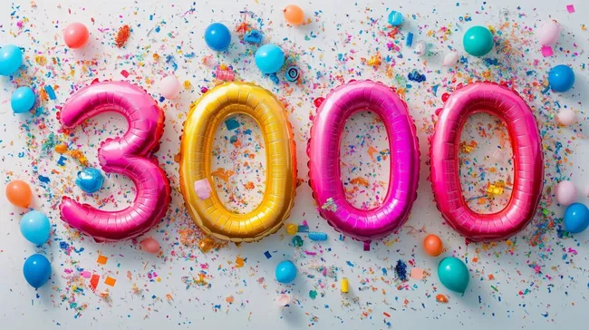 Bunte Ballons und Konfetti: Feierlicher 3000er Meilenstein