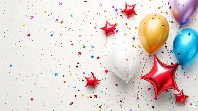 Bunte Ballons und Konfetti für fröhliche Feierlichkeiten