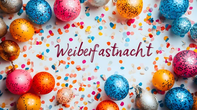 Bunte Ballons und Konfetti für Karneval im Rheinland