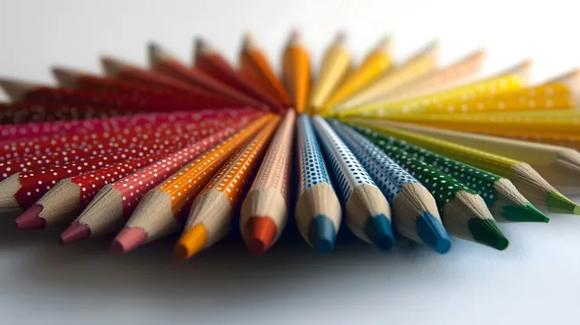 Bunte Bleistifte in farblicher Strahlform