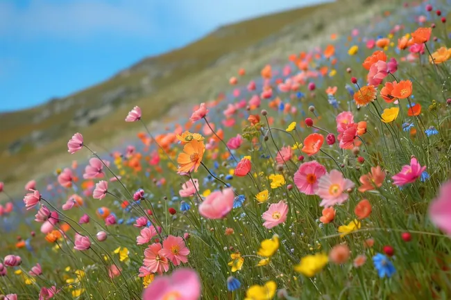 Bunte Blumenwiese in den Bergen