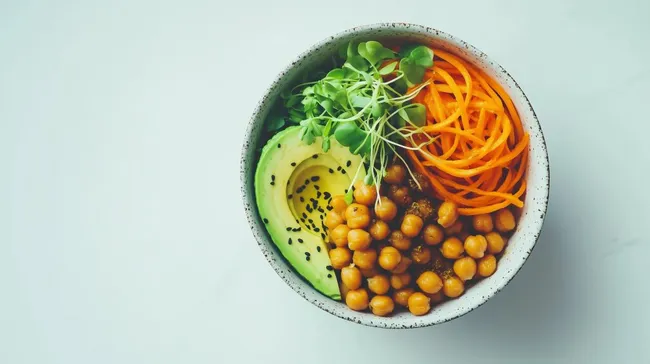 Bunte Buddha-Bowl mit frischen Gemüsestreifen