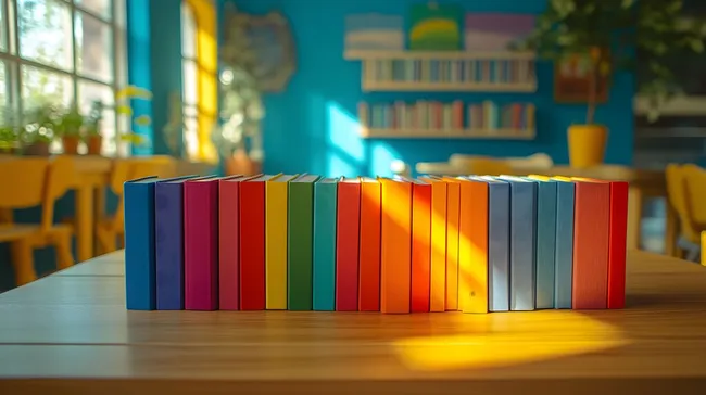 Bunte Bücher im bunten Klassenzimmer