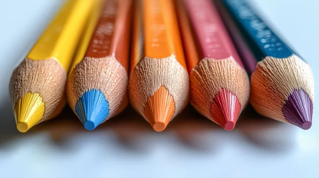 Bunte Buntstifte in detaillierter Nahaufnahme