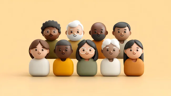 Bunte Cartoon-Charaktere für multikulturelle Darstellung