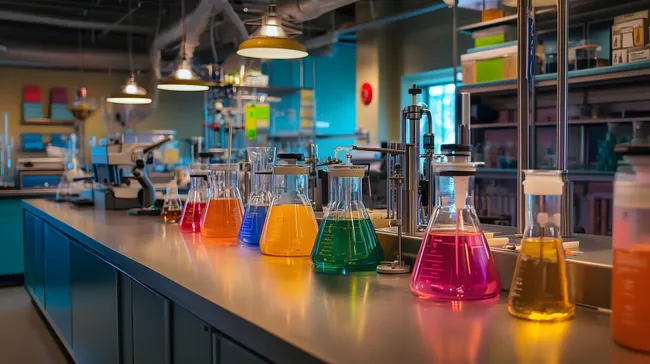 Bunte Chemie-Laborausrüstung für kreative Projekte
