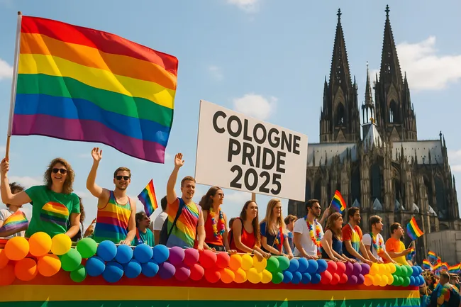 Bunte CSD-Parade vor Kölner Dom