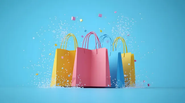 Bunte Einkaufstaschen mit Konfetti-Effekt