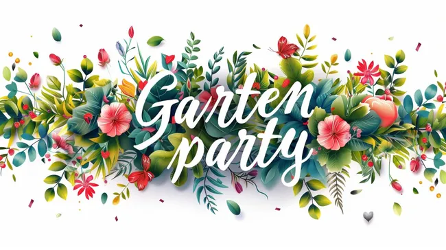 Bunte Einladung zur Gartenparty mit tropischen Pflanzen