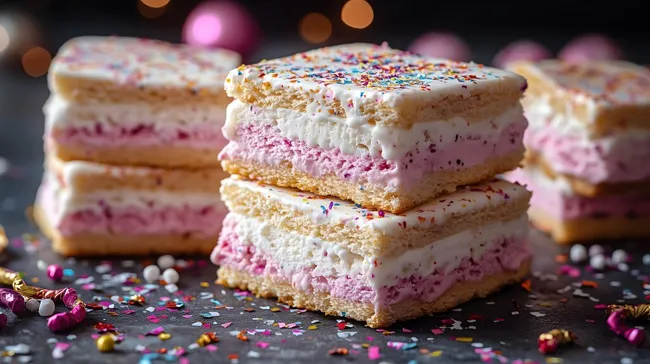 Bunte Eiscremetörtchen auf Tafel mit Streuseln