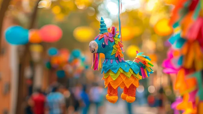 Bunte, fantasievolle Pinata-Figur