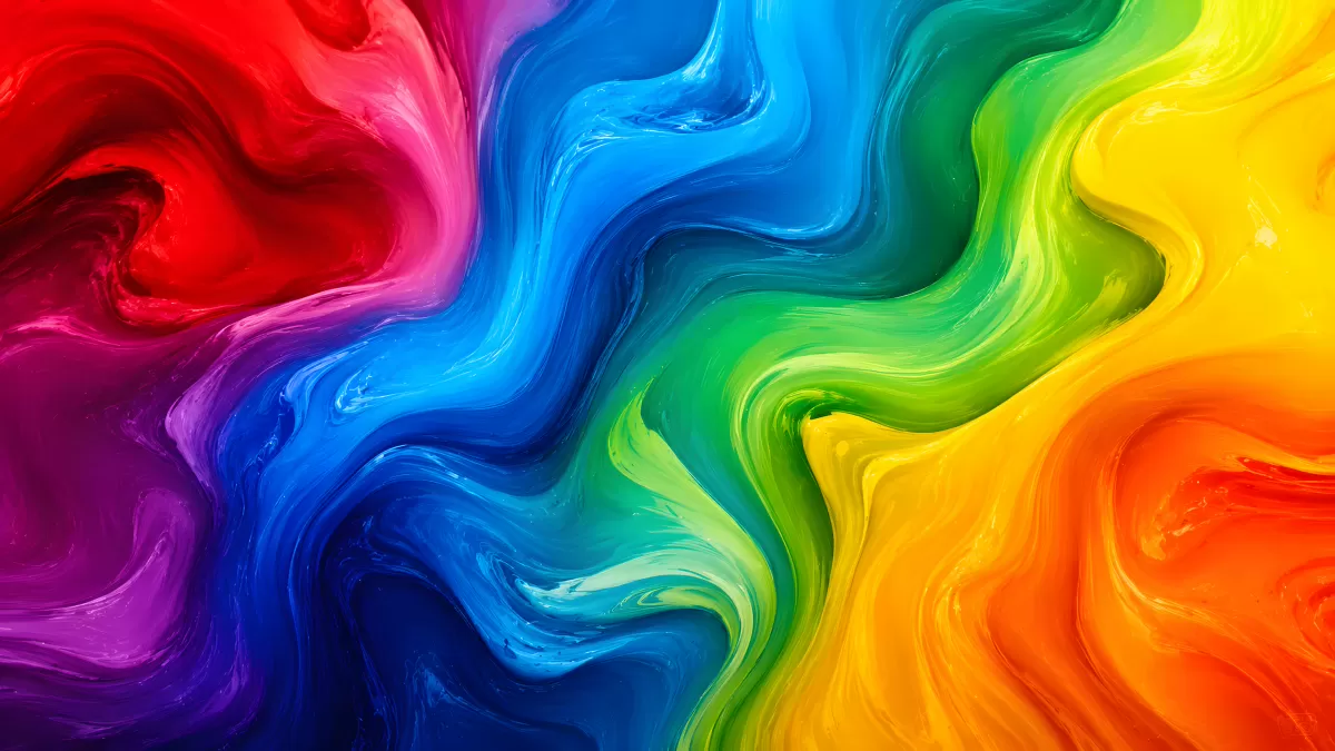 Bunte Farbwirbel in Regenbogenfarben als Kunstwerk