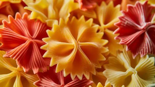 Bunte Farfalle-Nudeln in Nahaufnahme