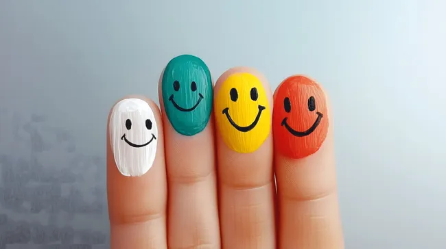 Bunte Fingersmiley-Illustration auf Farbhintergrund