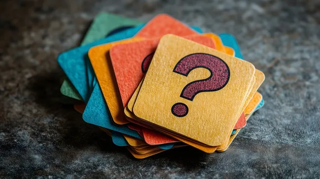 Bunte Fragezeichen-Karten - Rätsel und Unklarheit