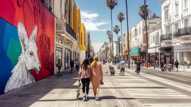 Bunte Fußgängermeile am Venice Beach Boardwalk