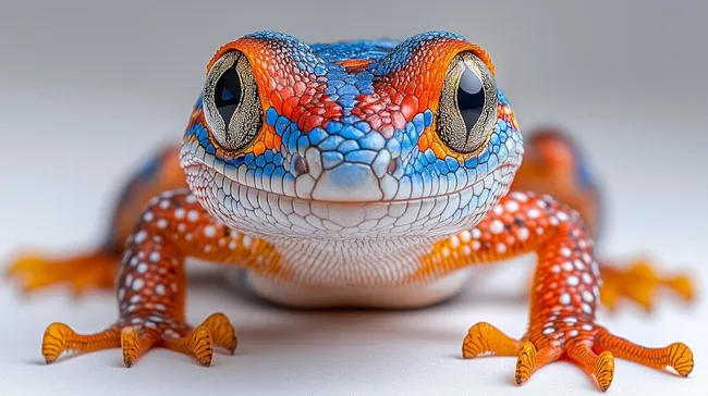 Bunte Geckogekko-Nahaufnahme mit detaillierten Mustern