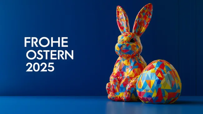 Bunte geometrische Osterdekoration auf dunklem Hintergrund