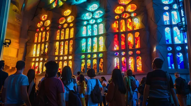 Bunte Glasfenster in beeindruckender Kathedrale
