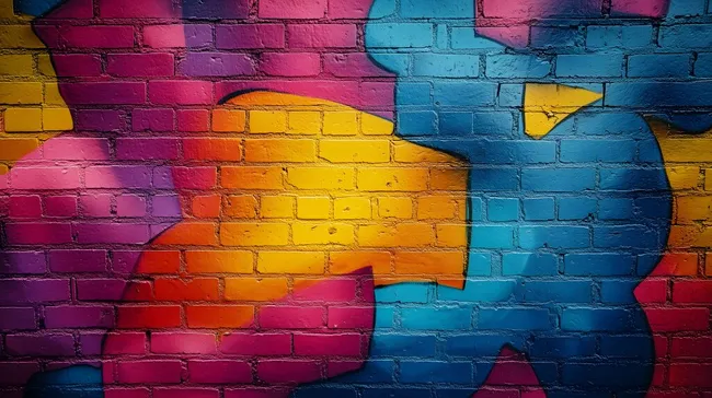 Bunte Graffiti-Wand in urbaner Farbexplosion