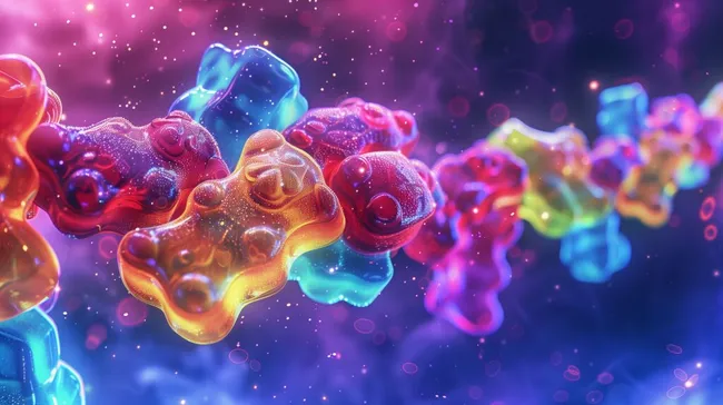 Bunte Gummibärchen in knalligen Farben