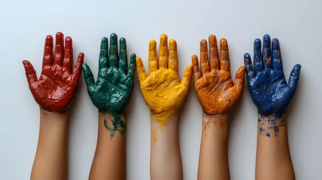 Bunte Hände in verschiedenen Farben