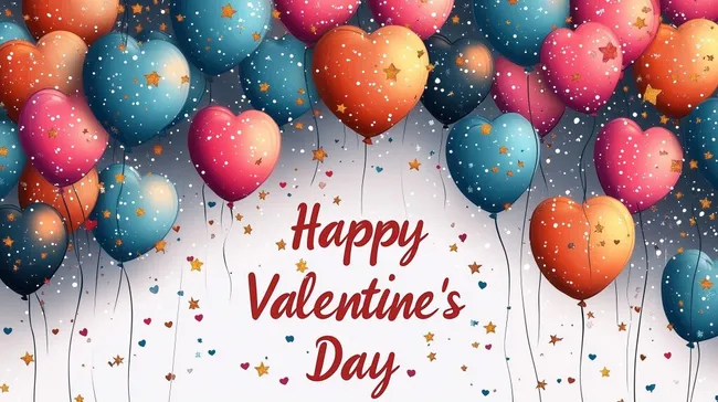 Bunte Herzballons zum Valentinstag