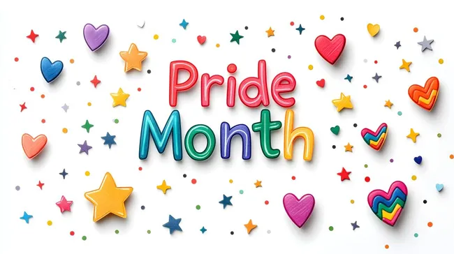 Bunte Herzen und Sterne zum Pride Month