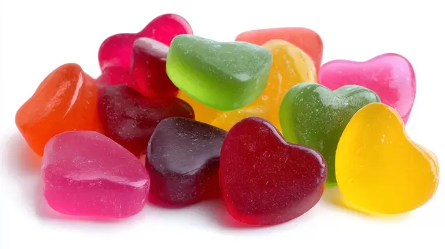 Bunte Herzgummibonbons
