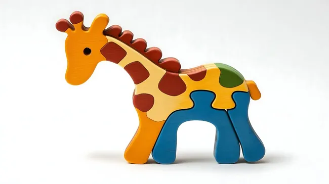 Bunte Holz-Giraffe als kreatives Spielzeug