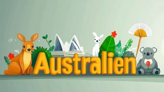 Bunte Illustration der Sehenswürdigkeiten Australiens