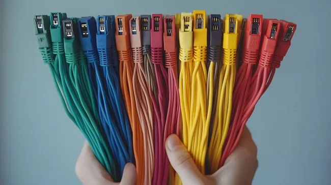 Bunte Internetkabel als Symbol für Konnektivität