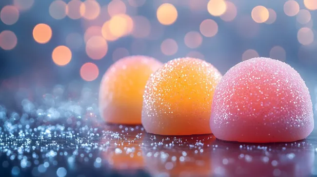 Bunte japanische Mochi-Desserts mit Glitzer