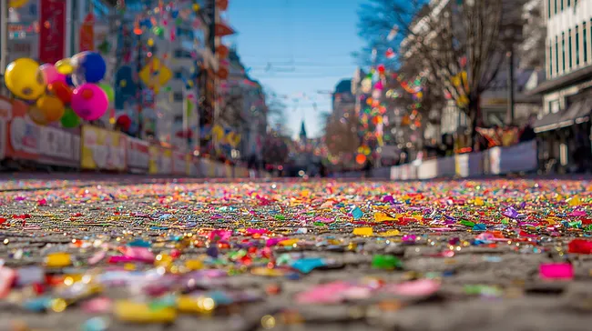 Bunte Karnevalsfeier auf den Straßen von Köln