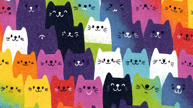 Bunte Katzenkunst - Fröhliches Katzenmuster