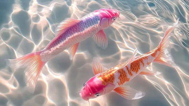 Bunte Koi-Karpfen in türkisblauem Wasser