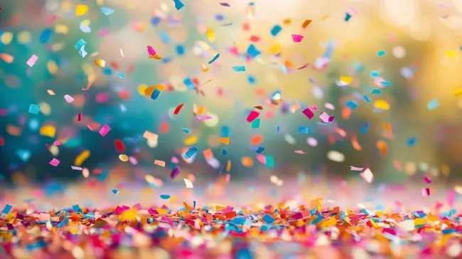 Bunte Konfetti auf farbenfrohem Hintergrund