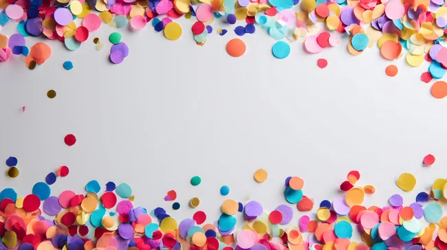 Bunte Konfetti-Dekorationen vor weißem Hintergrund