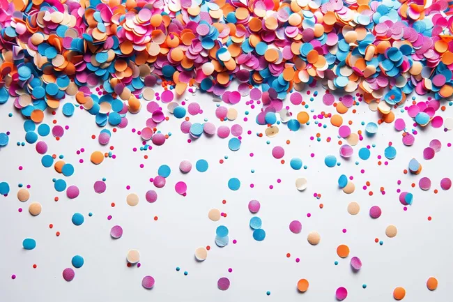 Bunte Konfetti-Explosion auf Weiß