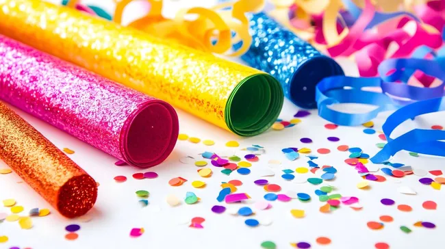 Bunte Konfetti-Party-Deko für Feiertagsaufnahmen