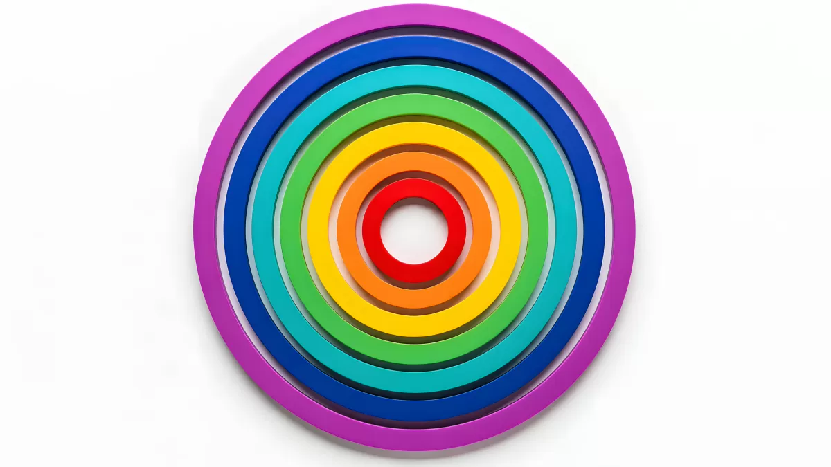 Bunte konzentrische Ringe in Regenbogenfarben