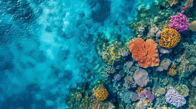 Bunte Korallen im türkisfarbenen Meerwasser des Great Barrier Reef