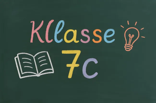 Bunte Kreide-Tafel mit Lernelementen